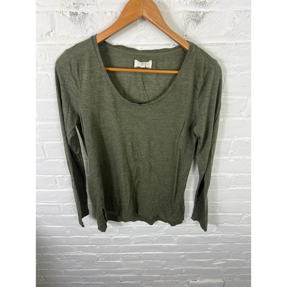 Lou & Grey Women's Long Sleeve Scoopneck Jersey T-Shirt Olive Green Size Medium